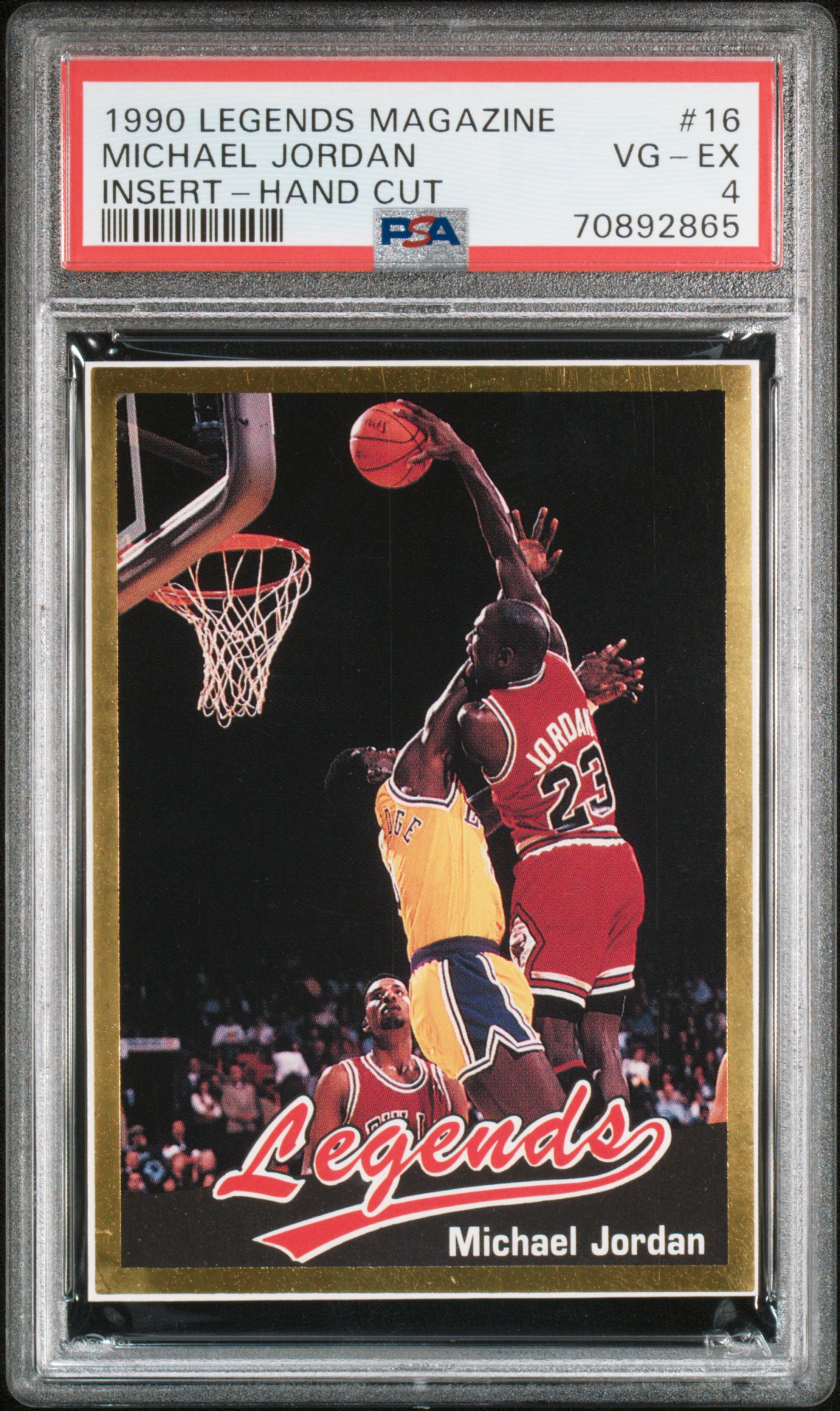Michael Jordan 1990 Legends Magazine Insert Hand Cut Card #16 Graded PSA 4