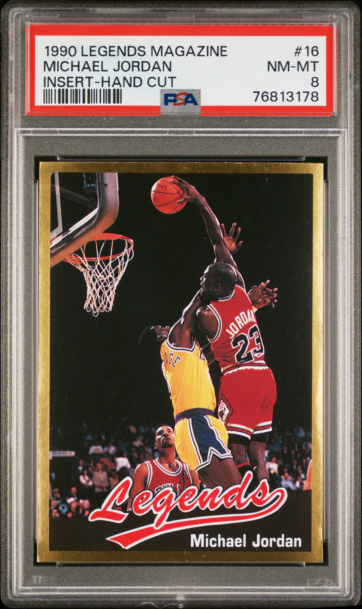Michael Jordan 1990 Legends Magazine Insert Hand Cut Basketball Card #16 PSA 8