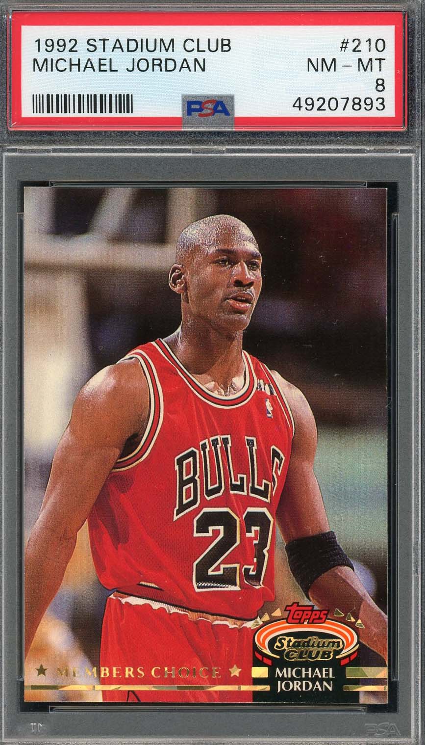 Michael Jordan 1992 Stadium Club Basketball Card #210 Graded PSA 8