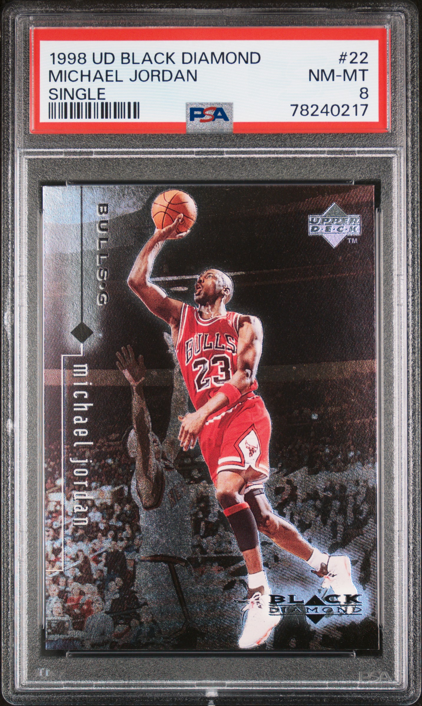 Michael Jordan 1998 Upper Deck Black Diamond Basketball Card #22 Graded PSA 8