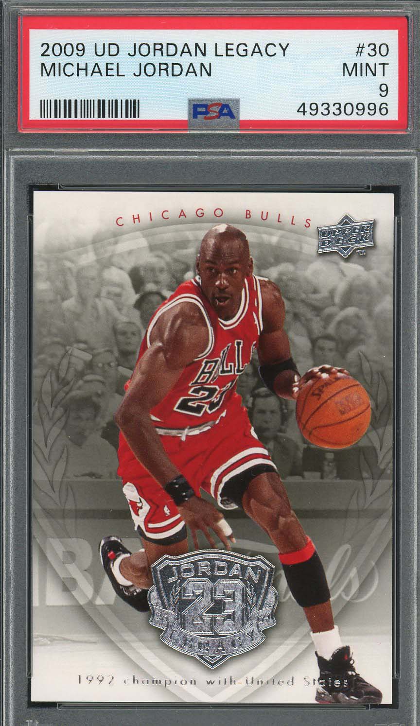 Michael Jordan 2009 Upper Deck Legacy Gold Basketball Card #30 Graded PSA 9