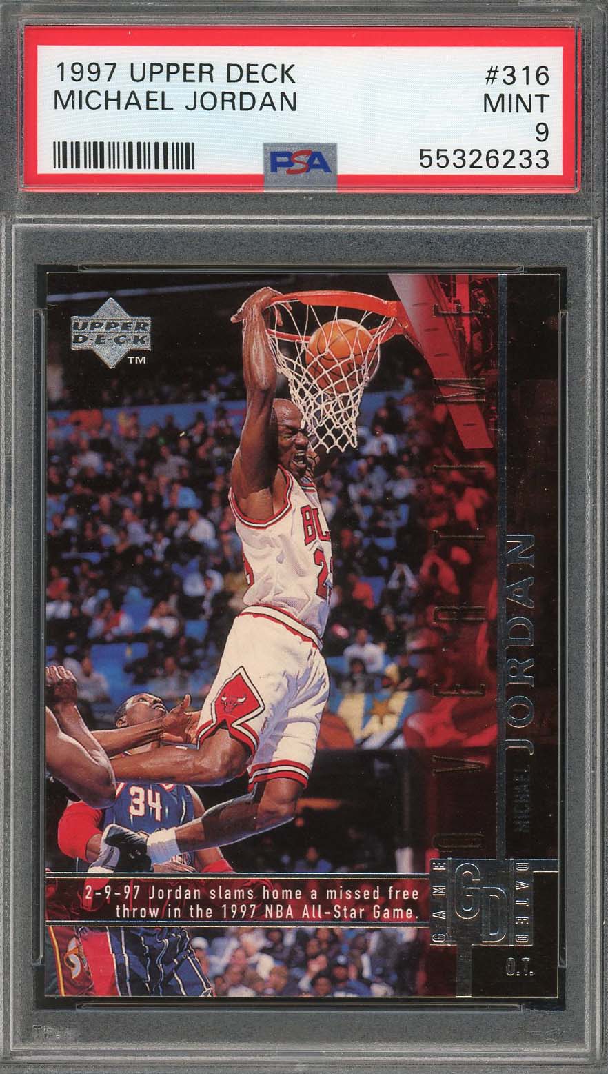 Michael Jordan 1997 Upper Deck Basketball Card #316 Graded PSA 9