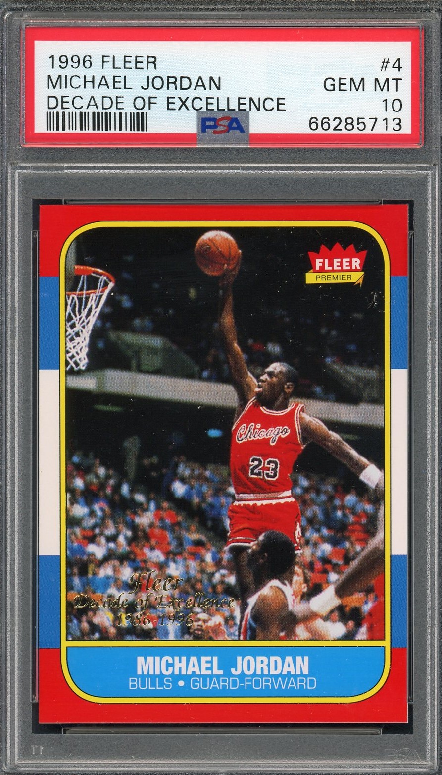 Michael Jordan 1996 Fleer Decade of Excellence Basketball Card #4 Graded PSA 10