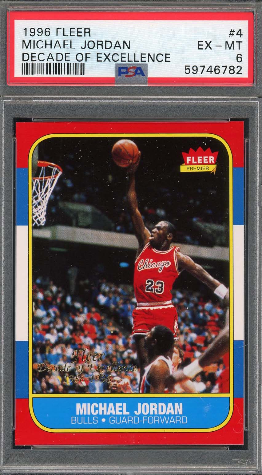 Michael Jordan 1996 Fleer Decade of Excellence Basketball Card #4 Graded PSA 6
