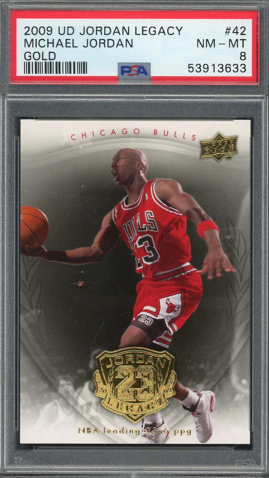Michael Jordan 2009 Upper Deck Legacy Gold Basketball Card #42 Graded PSA 8