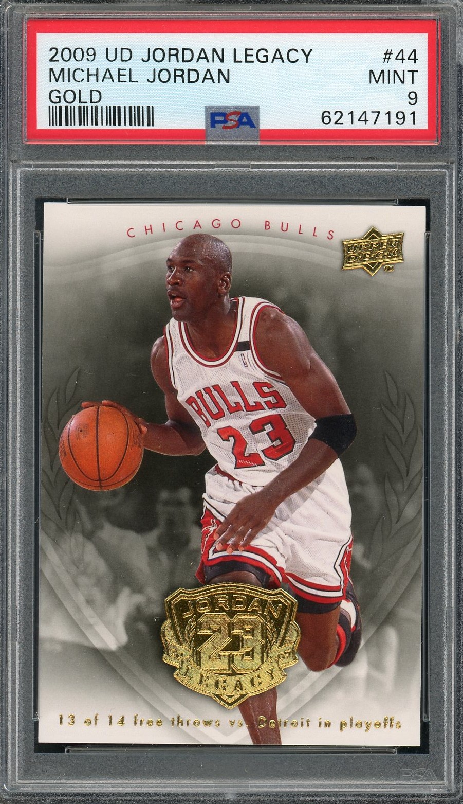 Michael Jordan 2009 Upper Deck Legacy Gold Basketball Card #44 Graded PSA 9