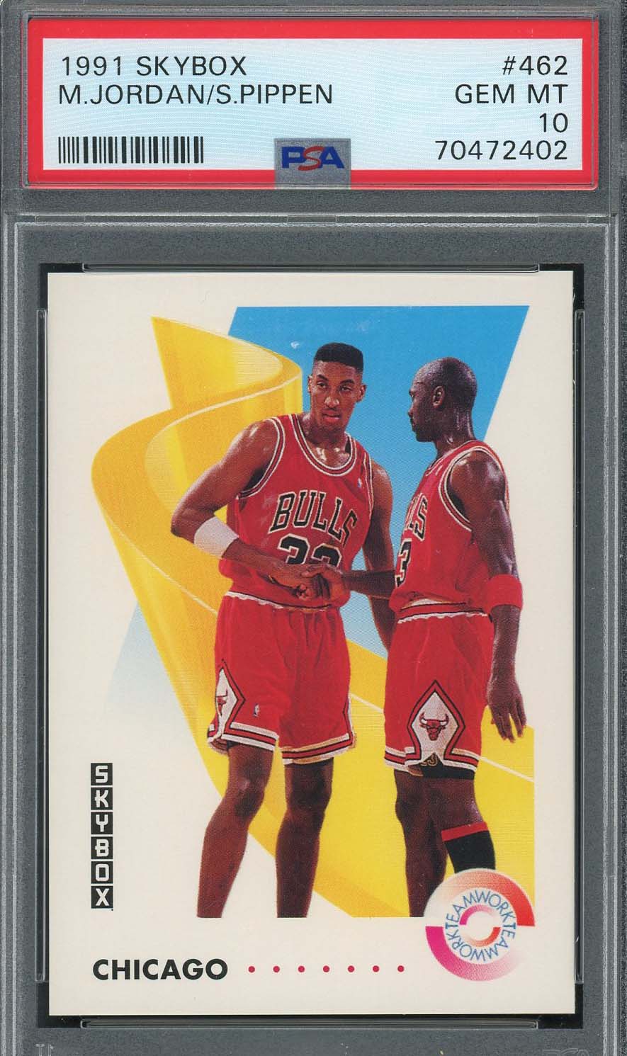 Michael Jordan Scottie Pippen 1991 Skybox Basketball Card #462 Graded PSA 10