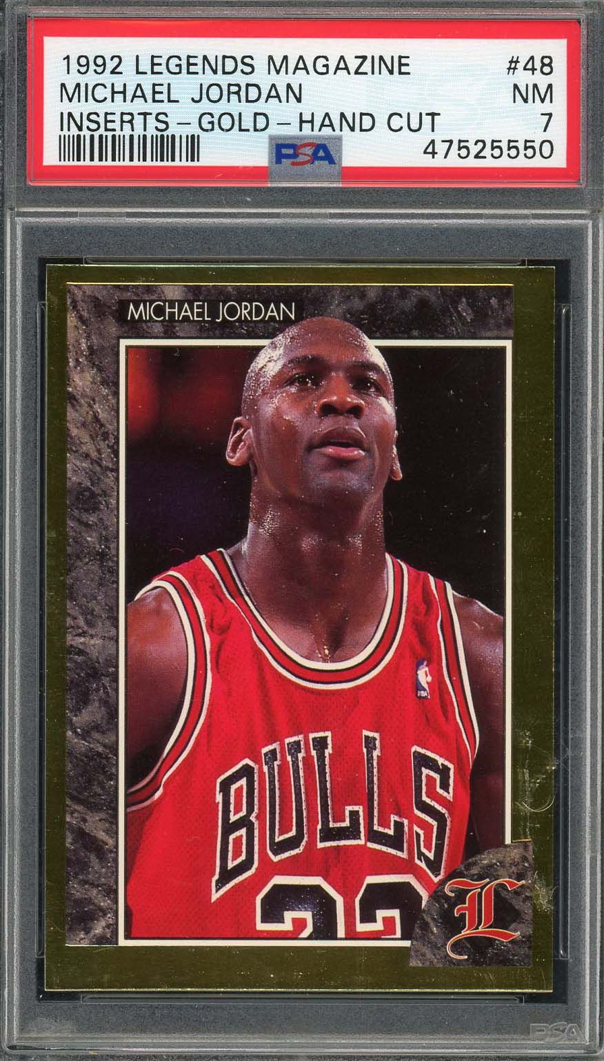 Michael Jordan 1992 Legends Magazine Insert Gold Card #48 Graded PSA 7