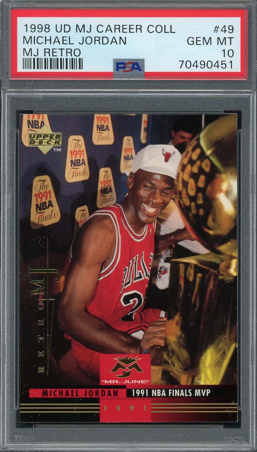 Michael Jordan 1998 Upper Deck Career Collection Retro Card #49 Graded PSA 10