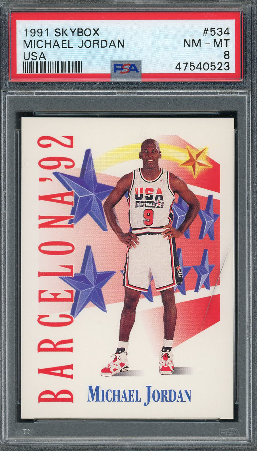 Michael Jordan Team USA 1991 Skybox Basketball Card #534 Graded PSA 8