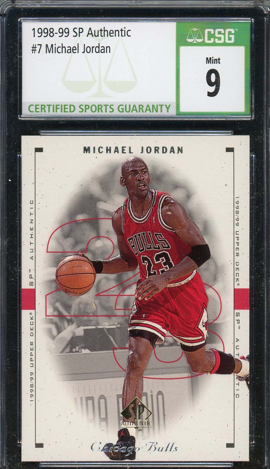 Michael Jordan 1998-99 SP Authentic Upper Deck Basketball Card #7 Graded CSG 9