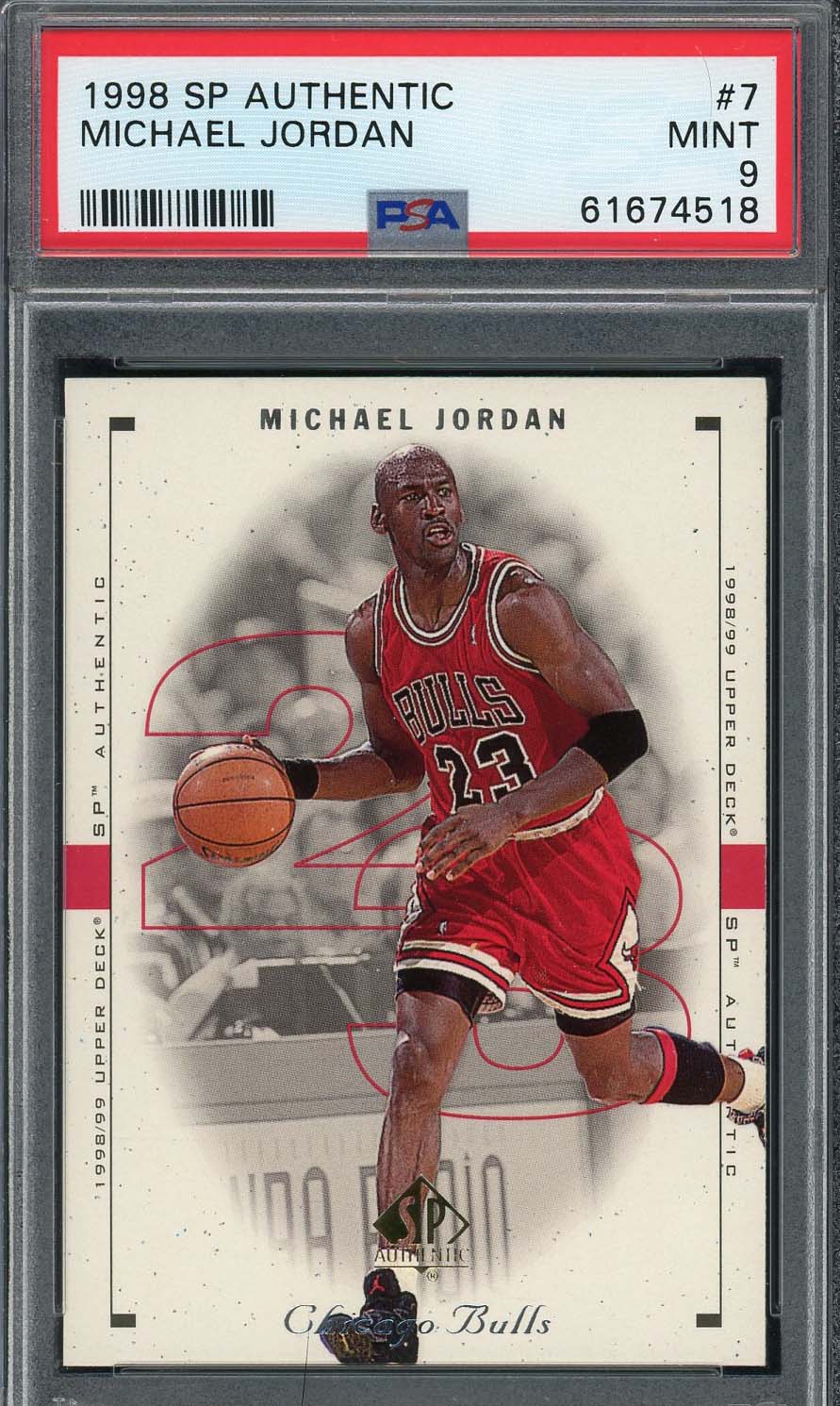 Michael Jordan 1998 Upper Deck SP Authentic Basketball Card #7 Graded PSA 9