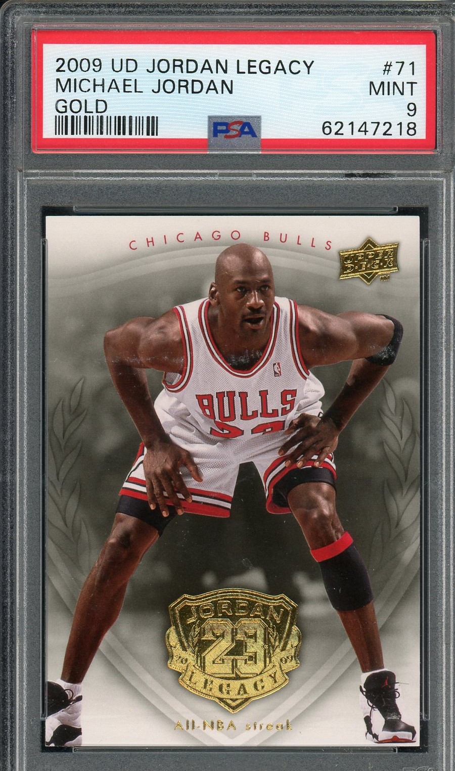 Michael Jordan 2009 Upper Deck Legacy Gold Basketball Card #71 Graded PSA 9