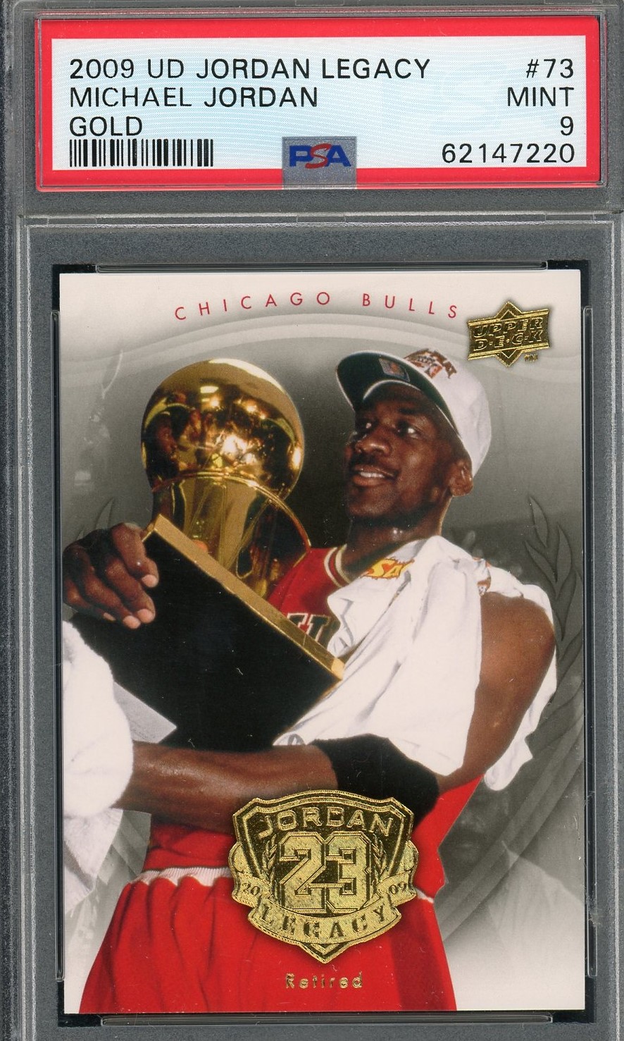 Michael Jordan 2009 Upper Deck Legacy Gold Basketball Card #73 Graded PSA 9