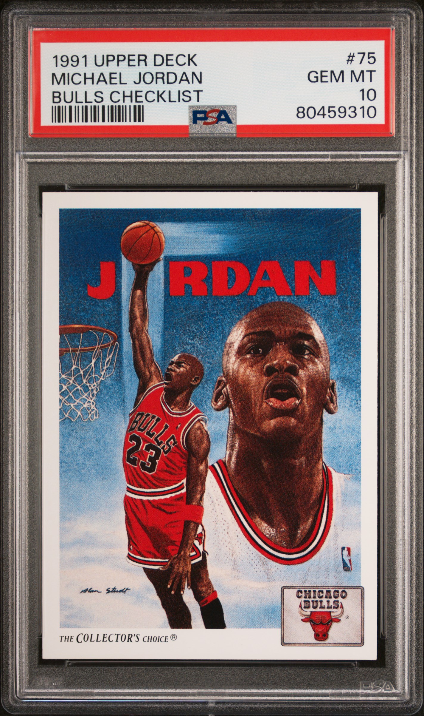 Michael Jordan 1991 Upper Deck Bulls Checklist Basketball Card #75 Graded PSA 10