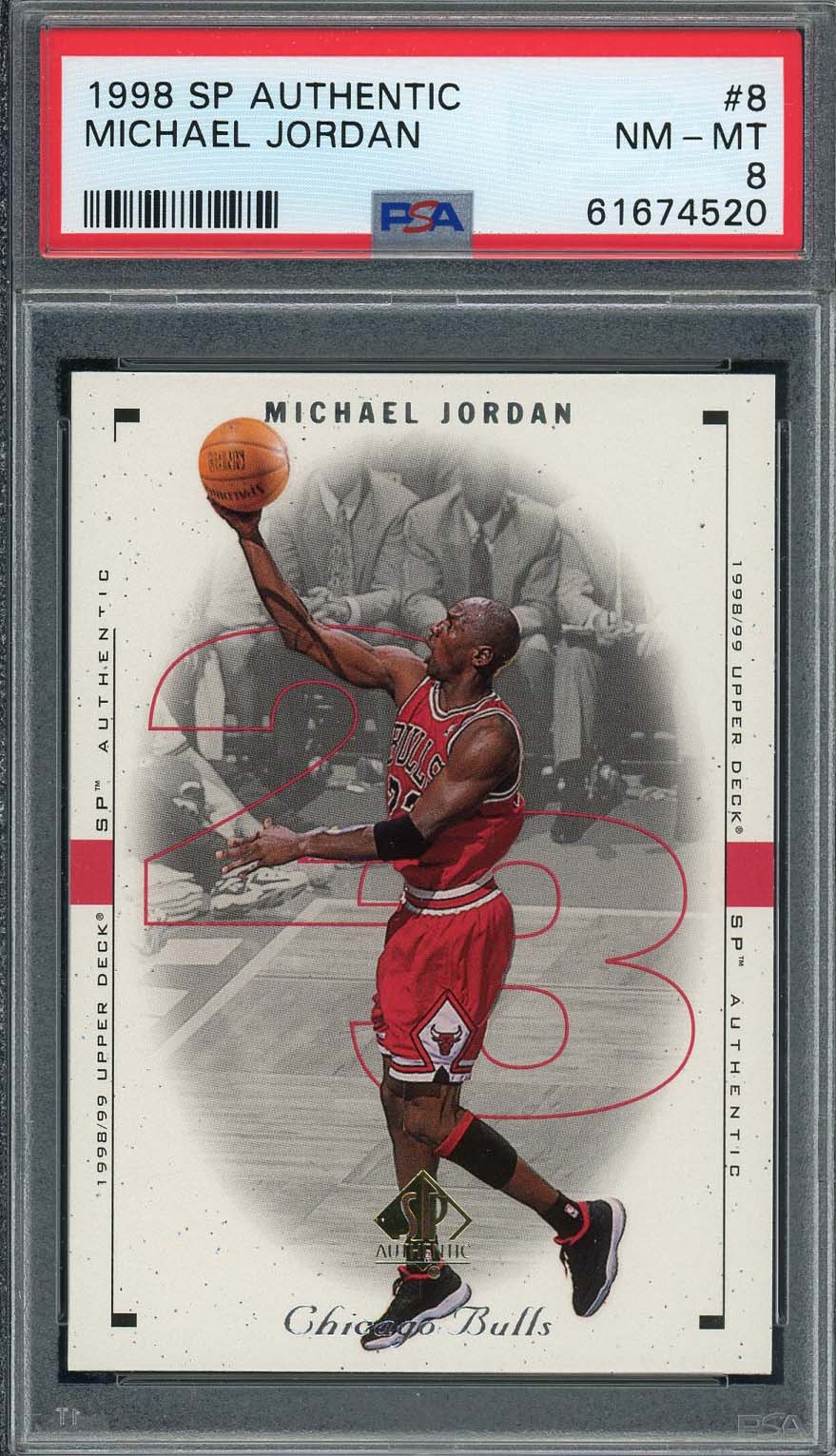 Michael Jordan 1998 Upper Deck SP Authentic Basketball Card #8 Graded PSA 8 Michael Jordan 1998 Upper Deck SP Authentic Basketball Card #8 Graded PSA 8