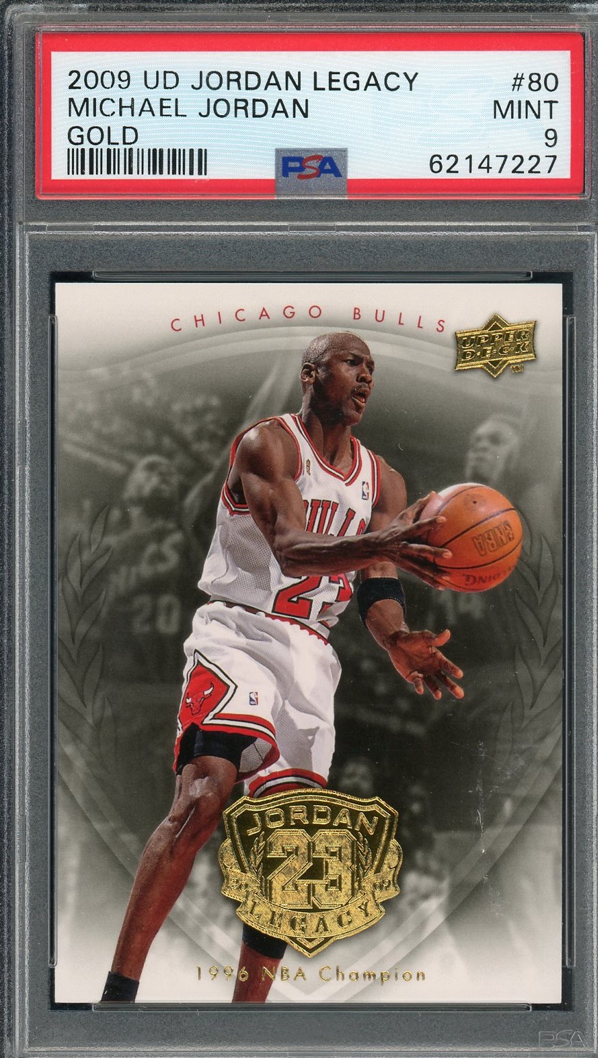 Michael Jordan 2009 Upper Deck Legacy Gold Basketball Card #80 Graded PSA 9