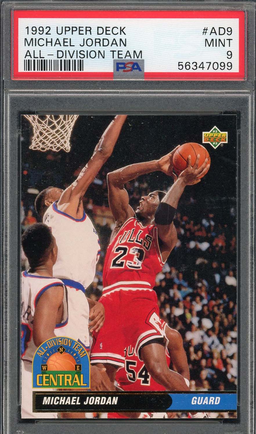 Michael Jordan 1992 Upper Deck All-Division Team Card #AD9 Graded PSA 9