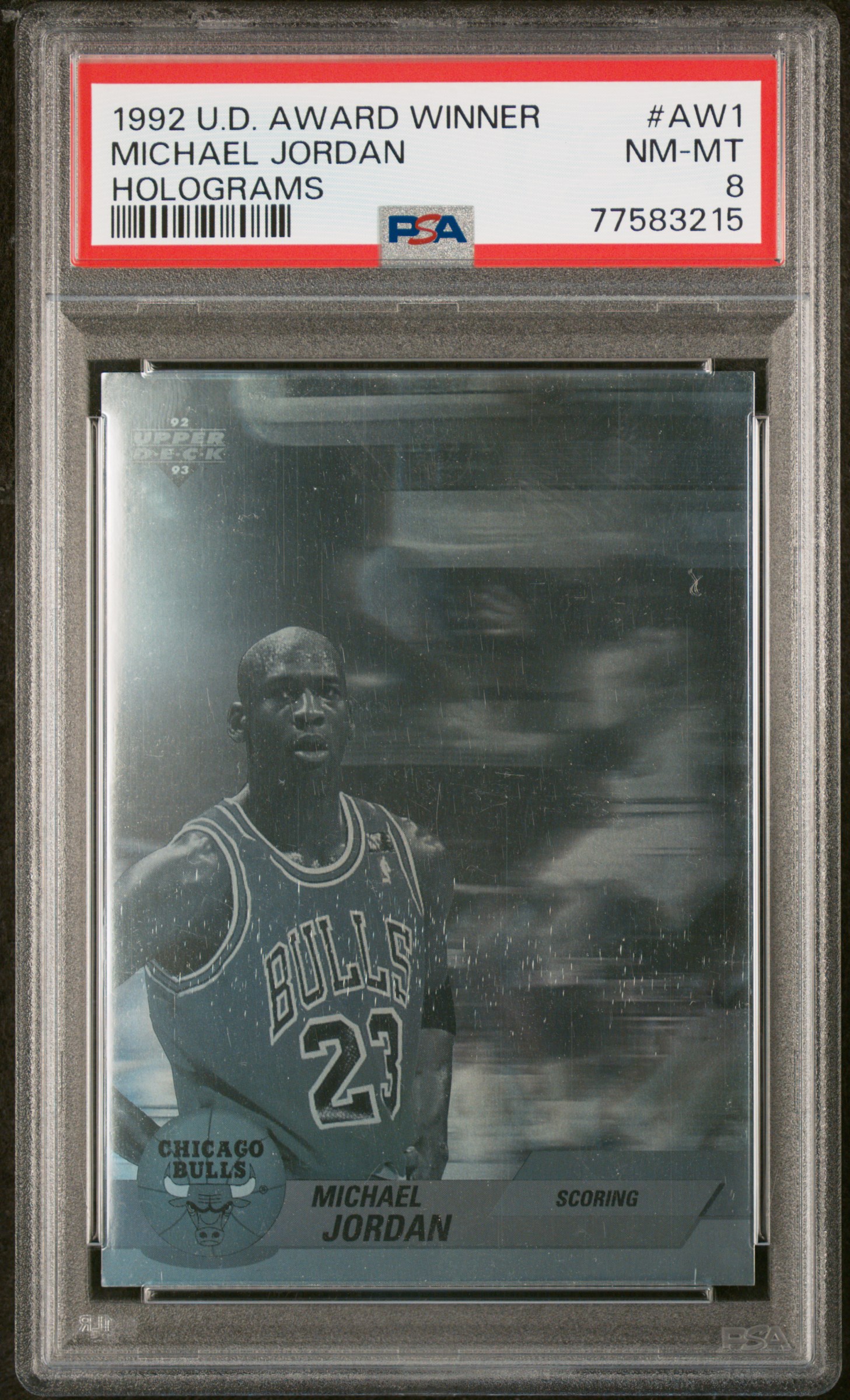 Michael Jordan 1992 Upper Deck Award Winner Holograms Card #AW1 Graded PSA 8