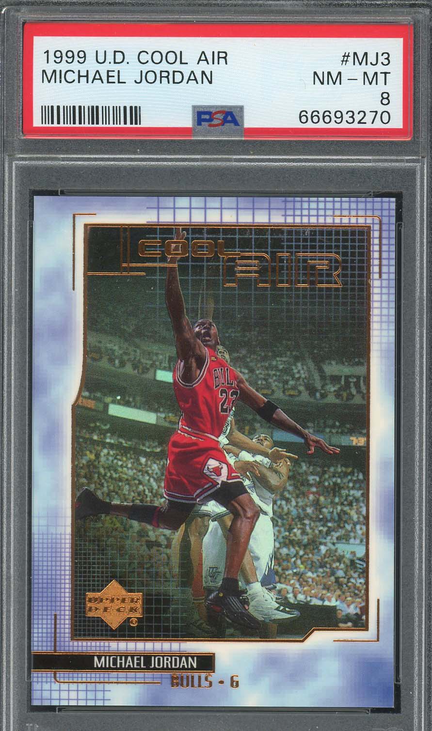Michael Jordan 1999 Upper Deck Cool Air Basketball Card #MJ3 Graded PSA 8 Michael Jordan 1999 Upper Deck Cool Air Basketball Card #MJ3 Graded PSA 8