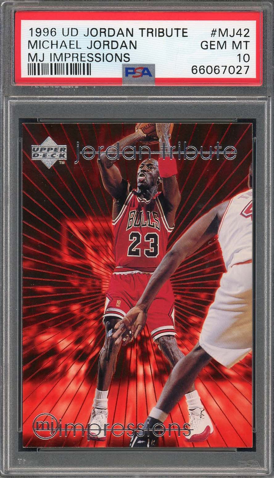 Michael Jordan 1996 Upper Deck Tribute MJ Impressions Card #MJ42 Graded PSA 10