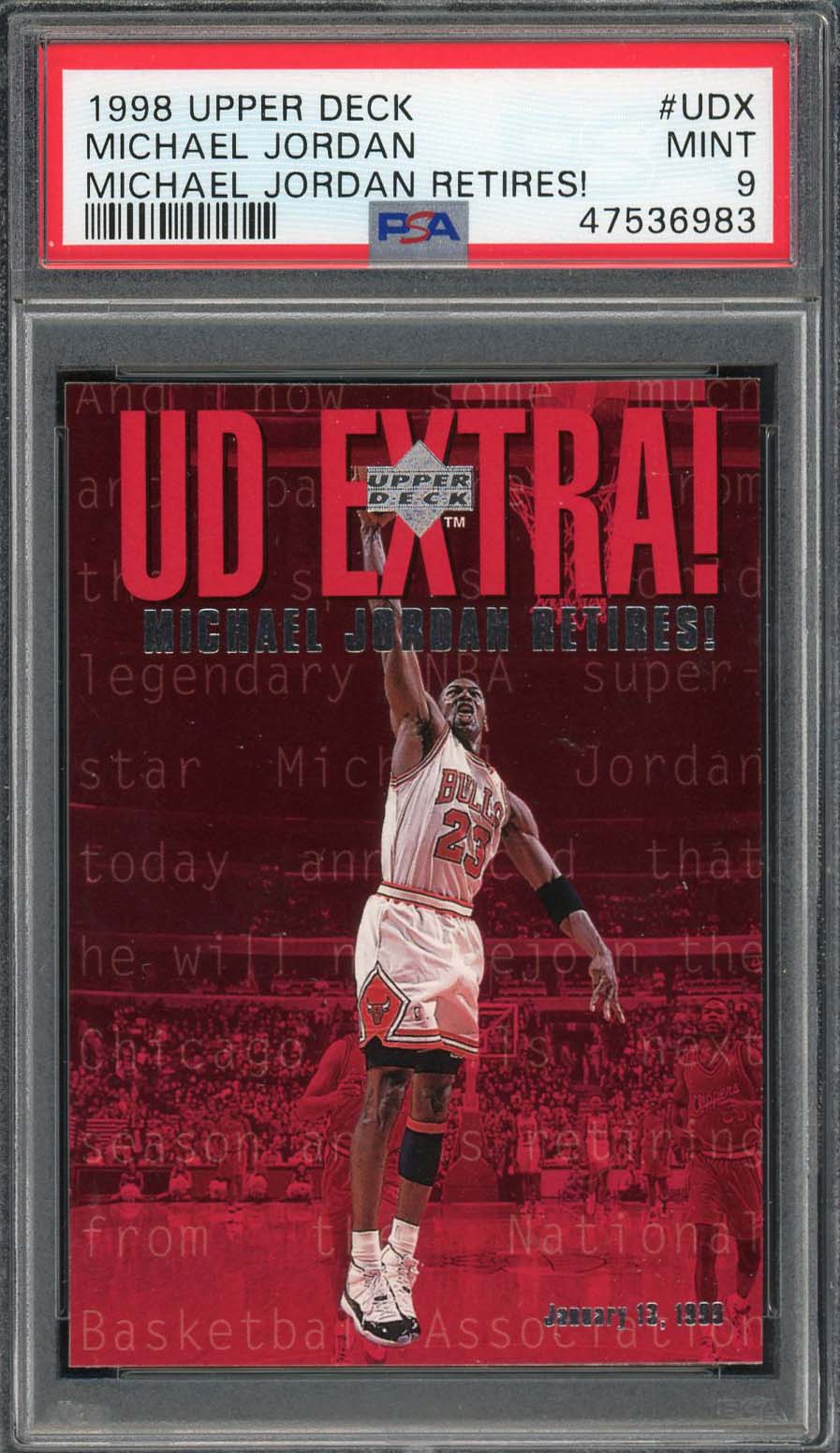 Michael Jordan 1998 Upper Deck Basketball Card #UDX Graded PSA 9 MINT