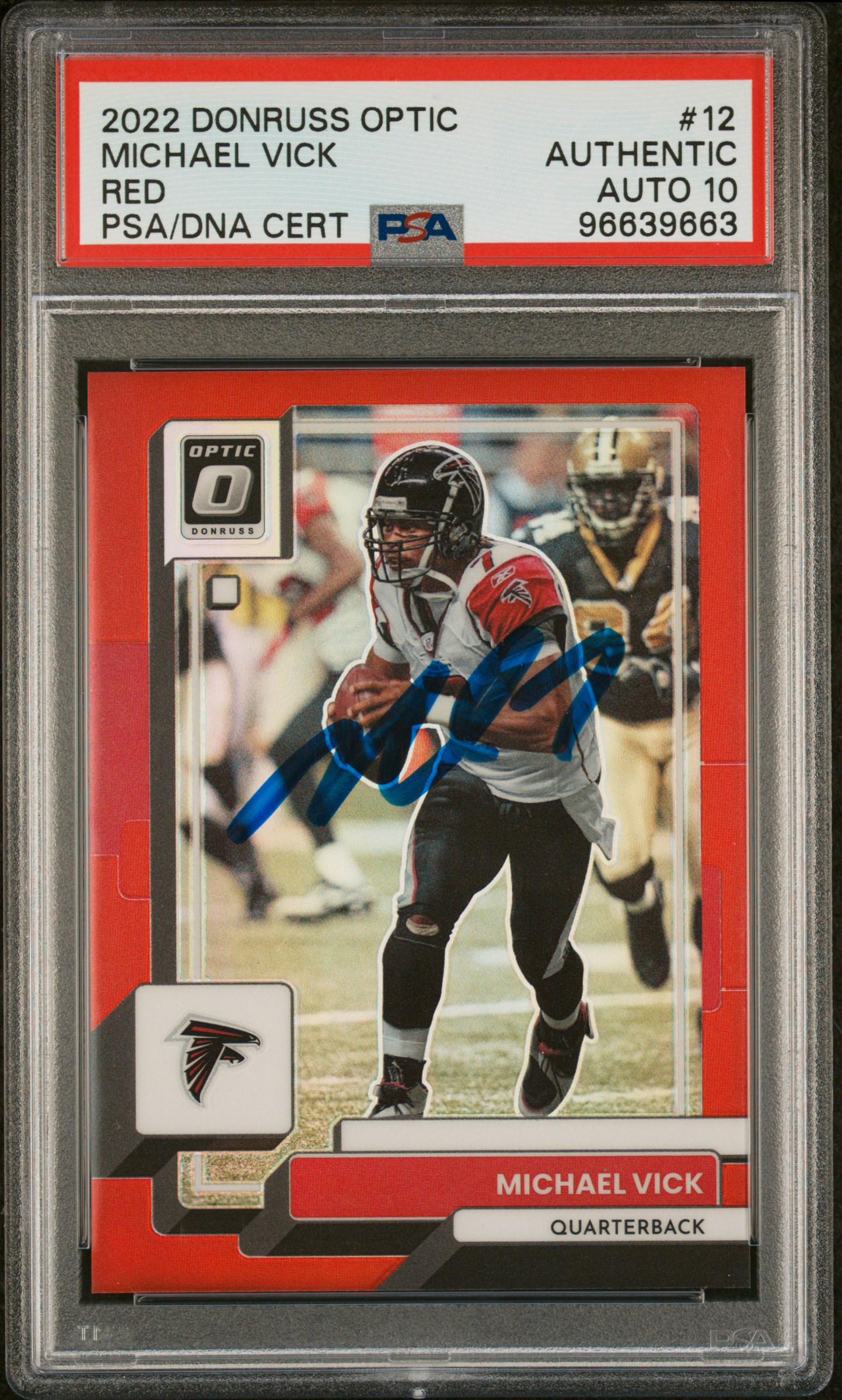 Michael Vick 2022 Donruss Optic Red Signed Football Card #12 Auto PSA 10 89/99