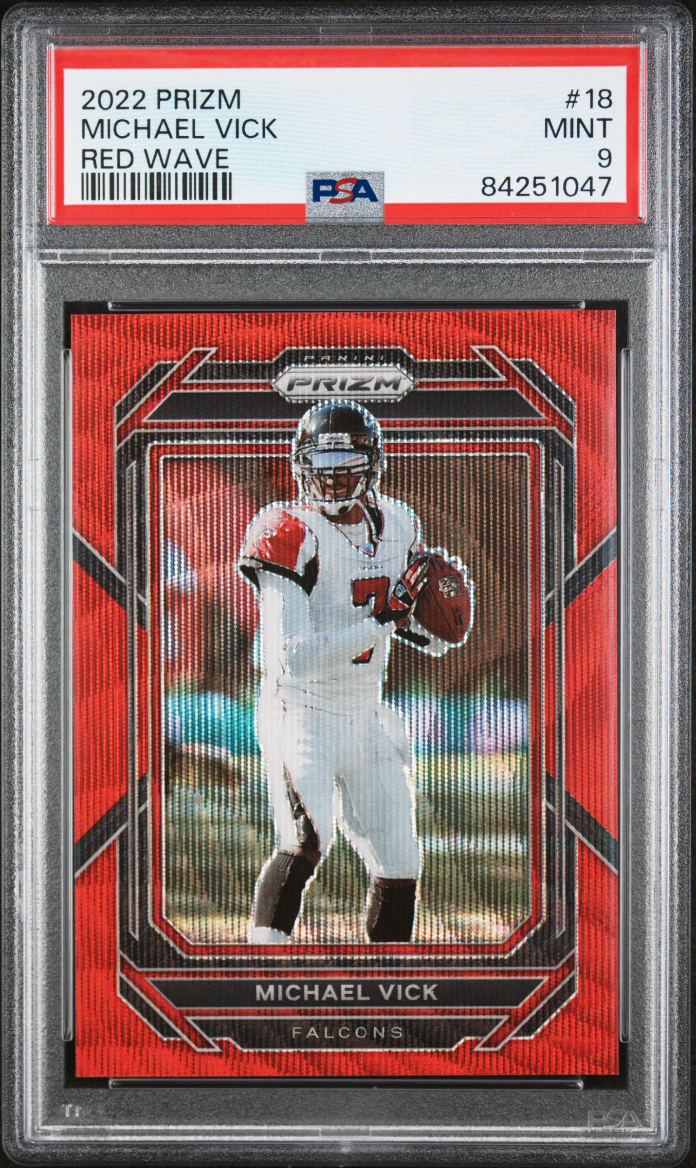 Michael Vick 2022 Panini Prizm  Red Wave Football Card #18 Graded PSA 9 135/149