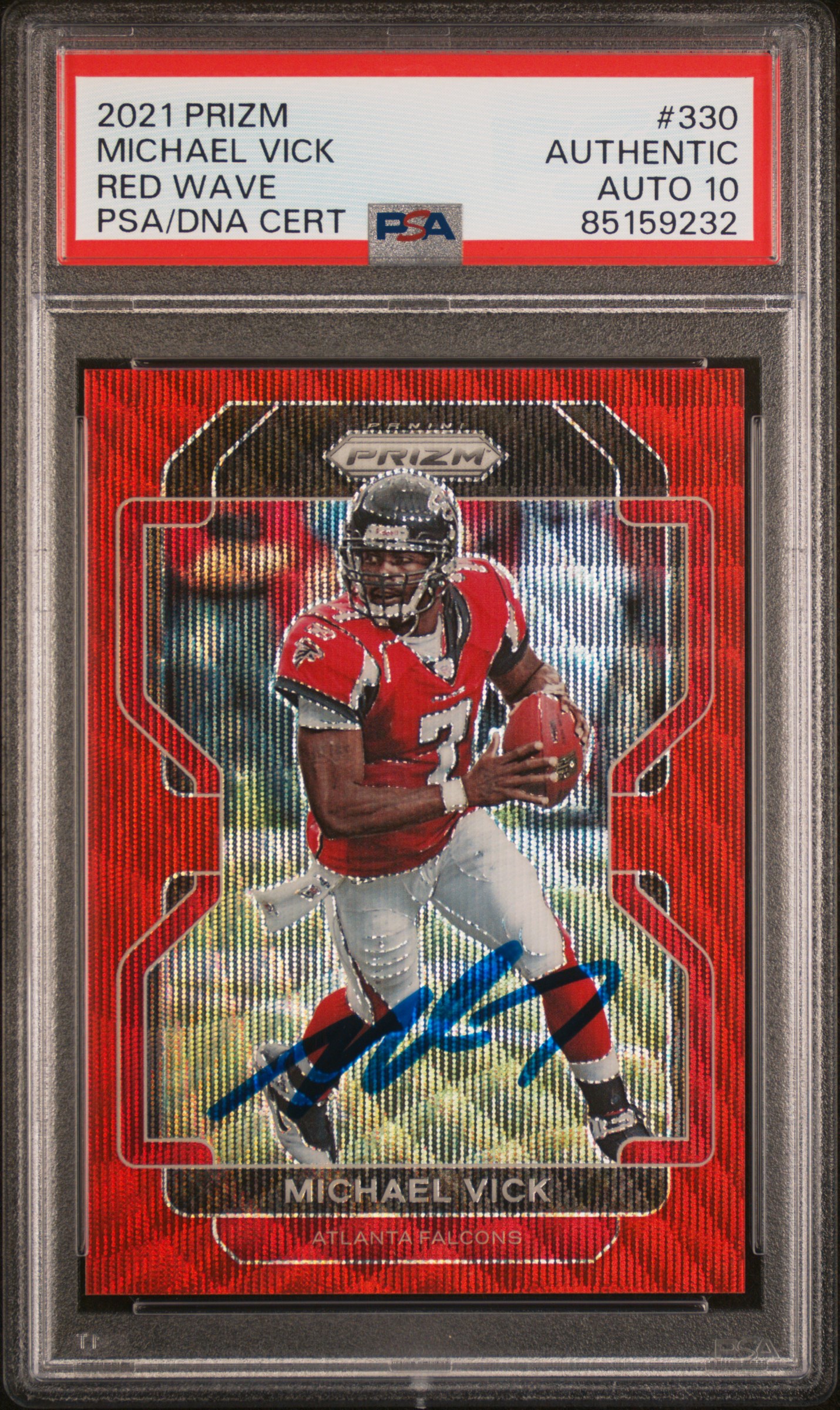 Michael Vick 2021 Panini Prizm Red Wave Card #330 Auto Graded PSA 10 6/149