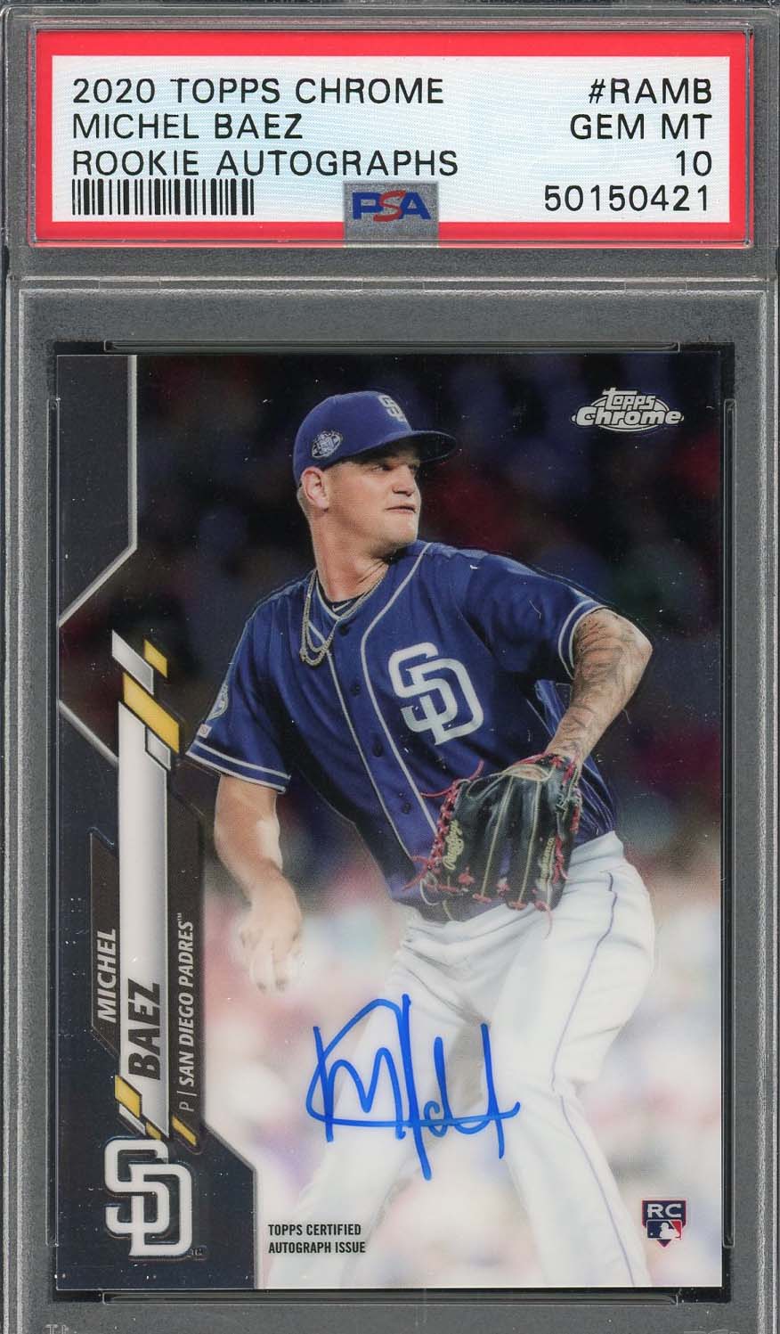 Michel Baez 2020 Topps Chrome Rookie Auto Baseball Card #RAMB PSA 10