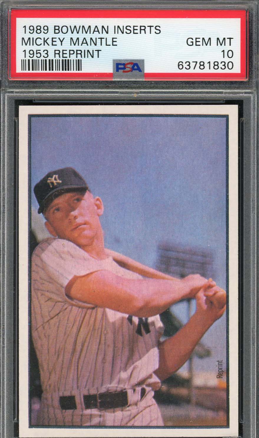 Mickey Mantle 1989 Bowman Inserts 1953 Baseball Card Graded PSA 10