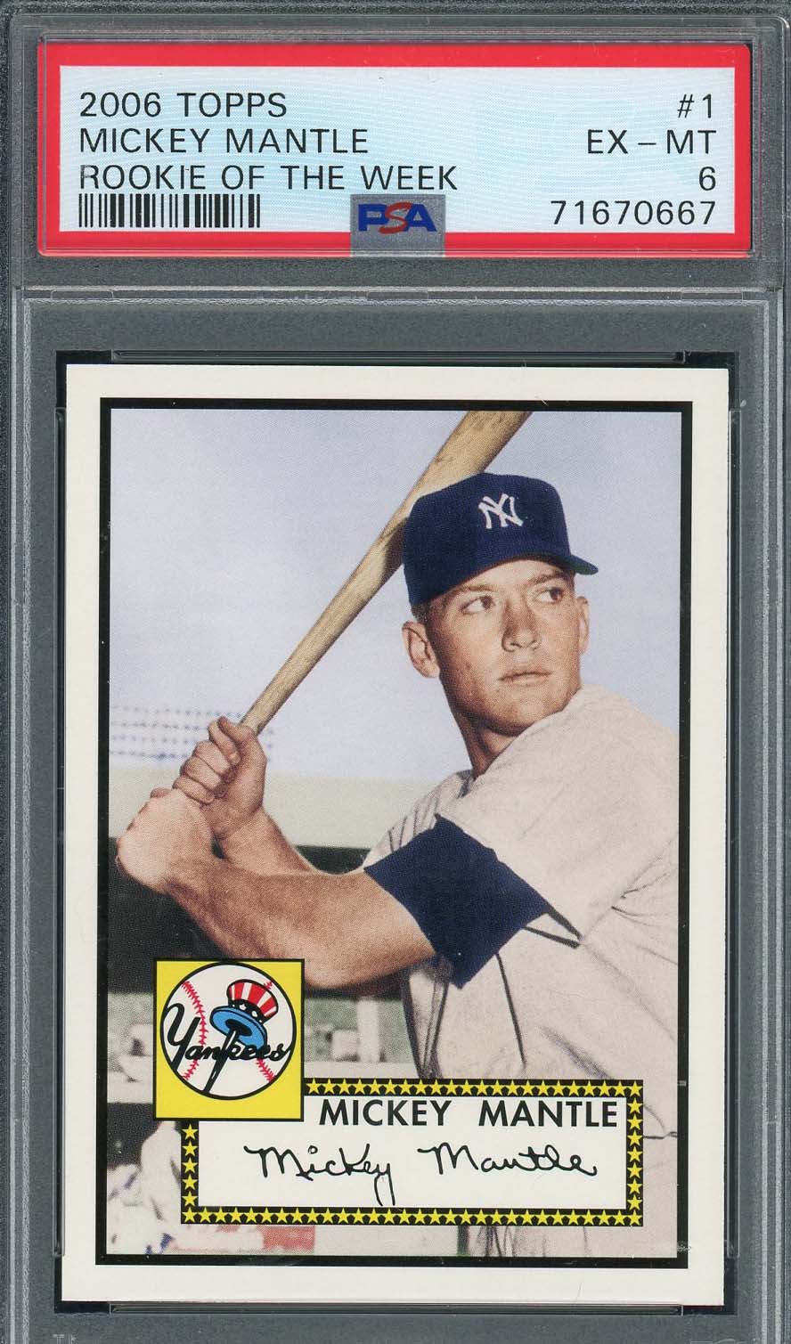 Mickey Mantle 2006 Topps Rookie of the Week Baseball Card #1 Graded PSA 6