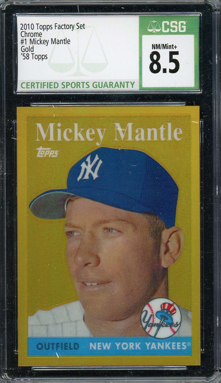 Mickey Mantle 2010 Topps Factory Chrome Gold 1958 Baseball Card #1 CSG 8.5