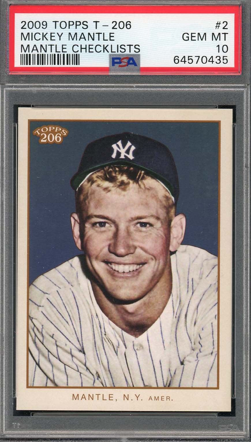 Mickey Mantle 2009 Topps T-206 Checklists Baseball Card #2 Graded PSA 10
