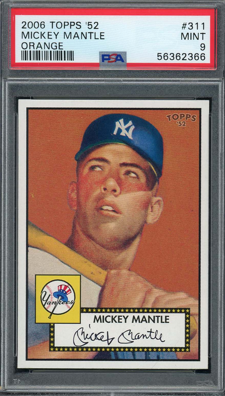 Mickey Mantle 2006 Topps 1952 Orange Baseball Card #311 Graded PSA 9