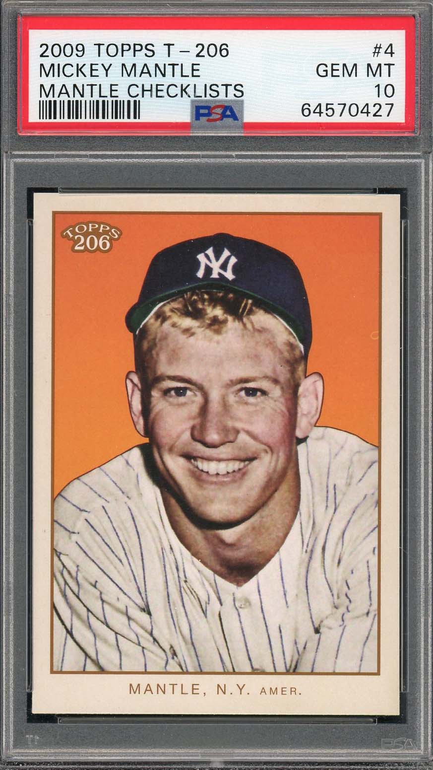 Mickey Mantle 2009 Topps T-206 Checklists Baseball Card #4 Graded PSA 10