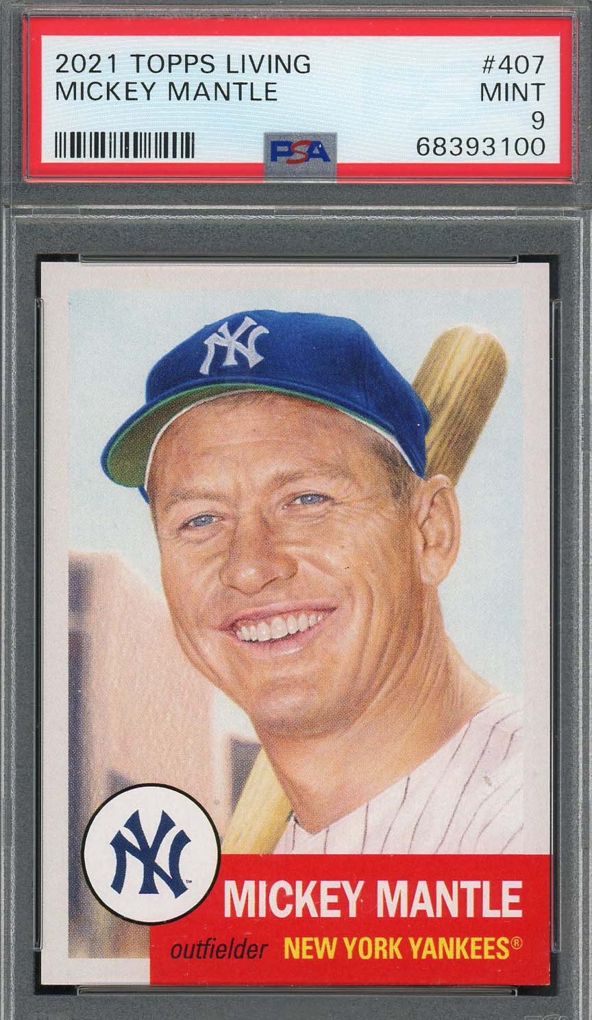 Mickey Mantle 2021 Topps Living Baseball Card #407 Graded PSA 9 Mickey Mantle 2021 Topps Living Baseball Card #407 Graded PSA 9