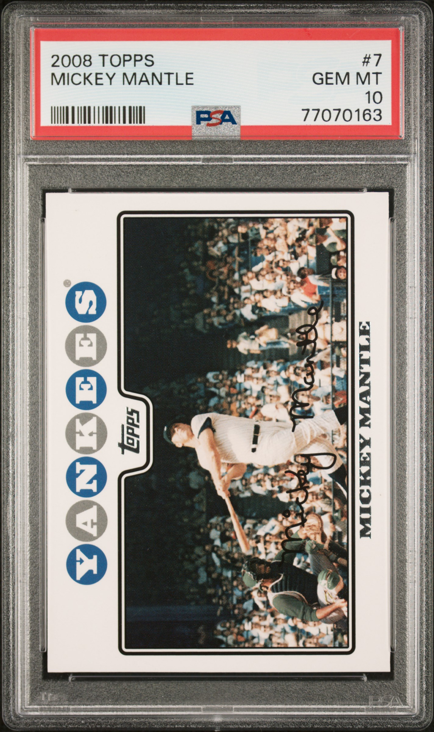 Mickey Mantle 2008 Topps Baseball Card #7 Graded PSA 10 Mickey Mantle 2008 Topps Baseball Card #7 Graded PSA 10