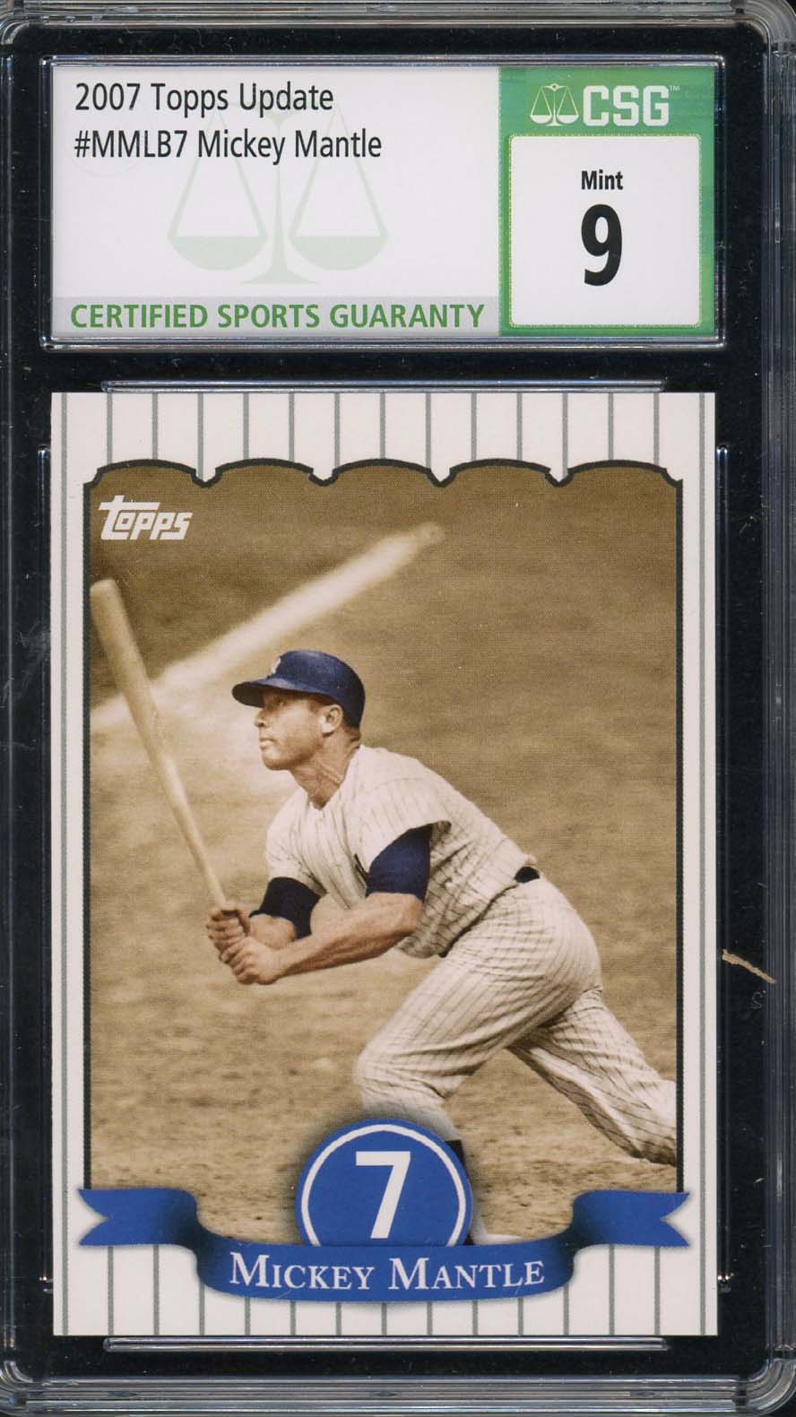 Mickey Mantle 2007 Topps Update Baseball Card #MMLB7 Graded CSG 9 Mickey Mantle 2007 Topps Update Baseball Card #MMLB7 Graded CSG 9