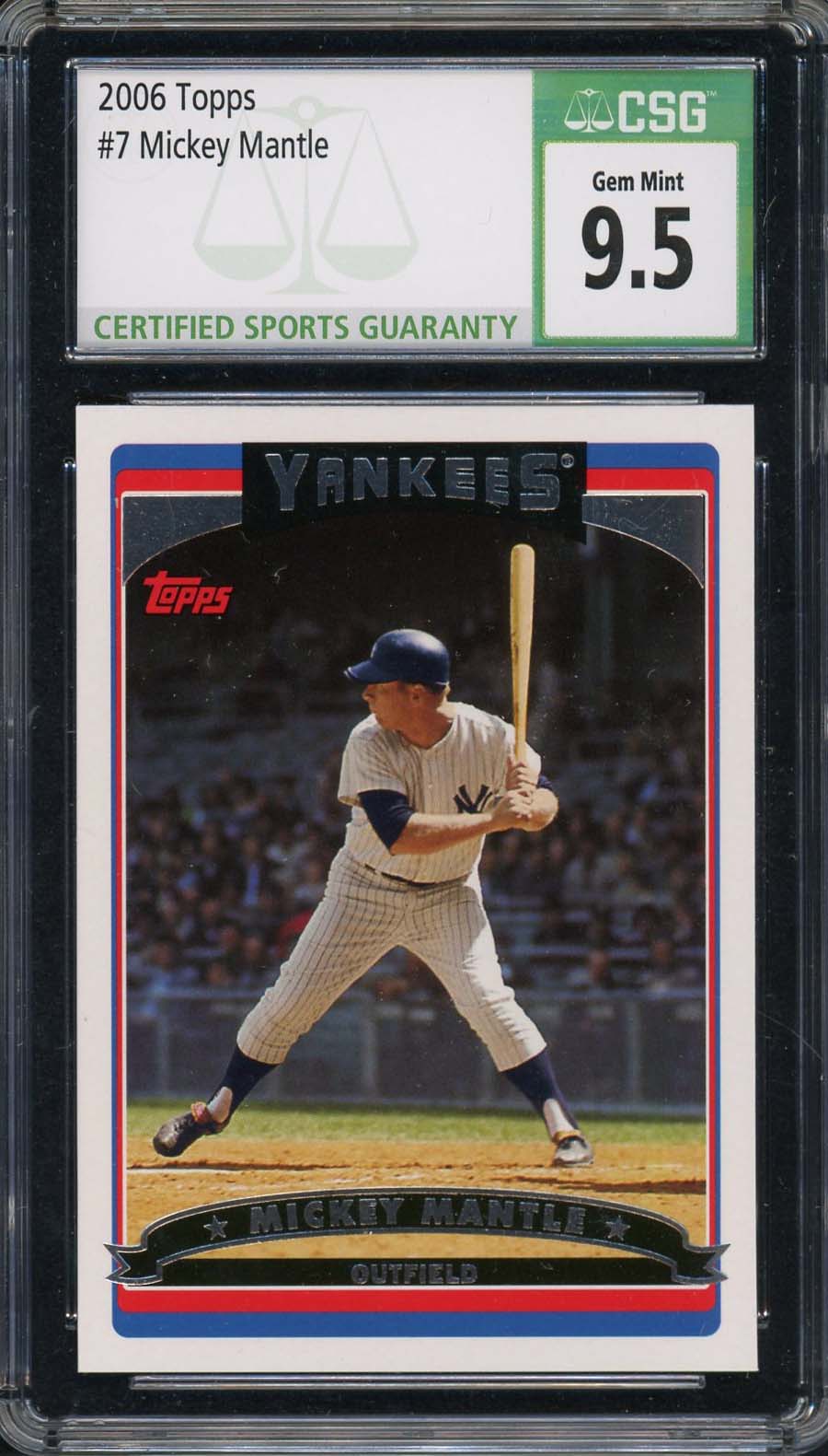 Mickey Mantle 2006 Topps Baseball Card #7 Graded CSG 9.5 Mickey Mantle 2006 Topps Baseball Card #7 Graded CSG 9.5