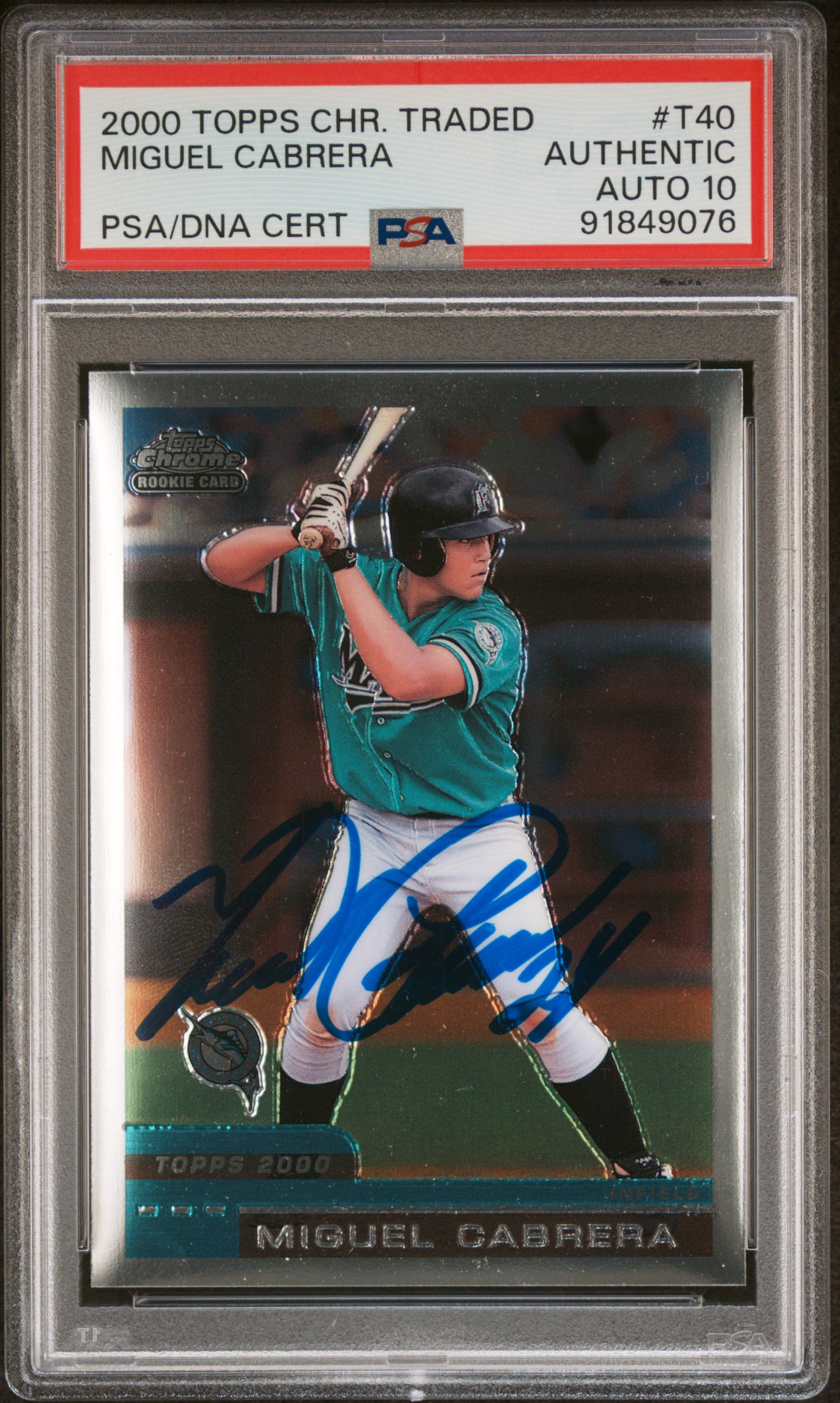 Miguel Cabrera 2000 Topps Chrome Traded Signed Rookie Card #T40 Auto PSA 10 9076