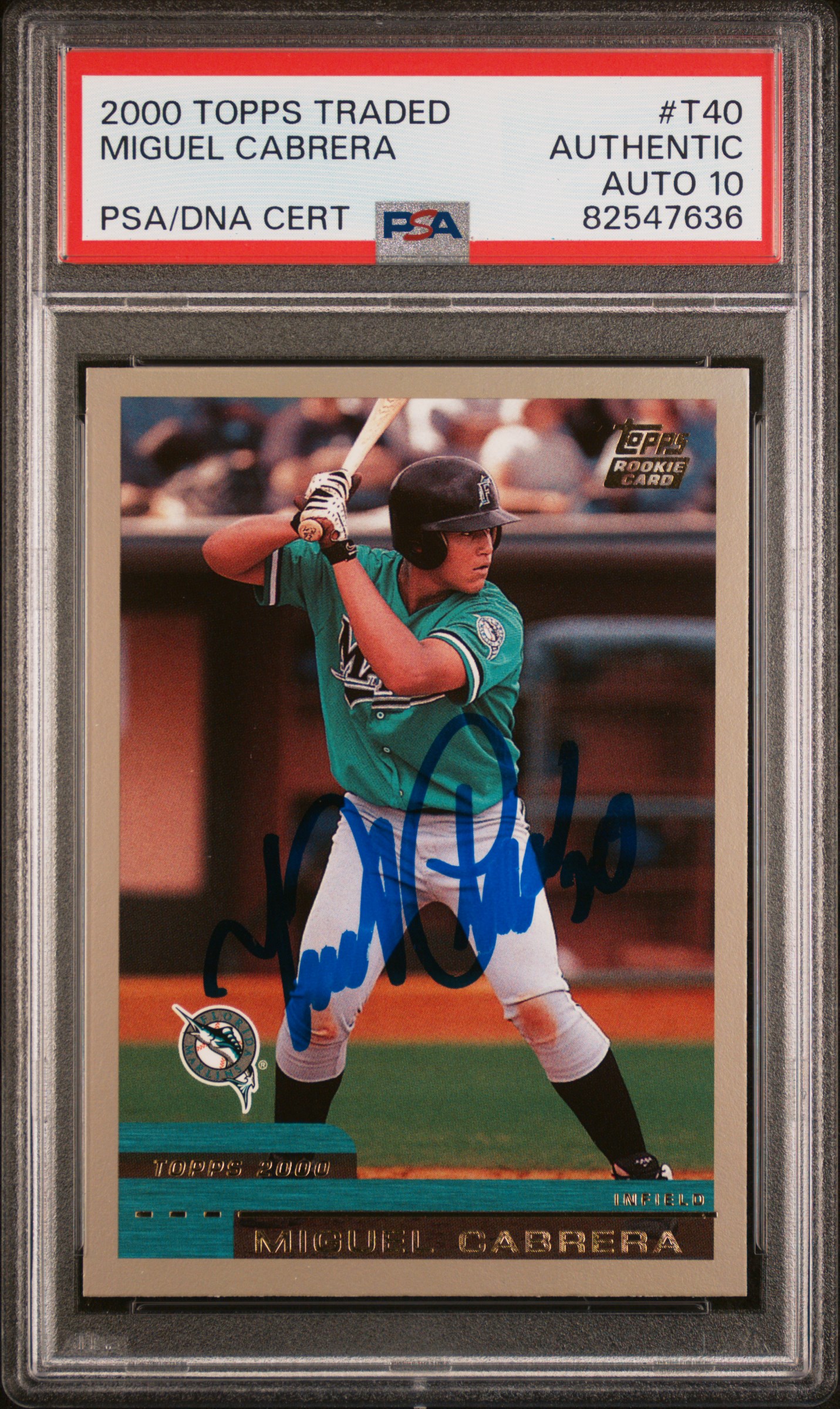 Miguel Cabrera 2000 Topps Traded Signed Rookie Card #T40 Auto Graded PSA 10 7636