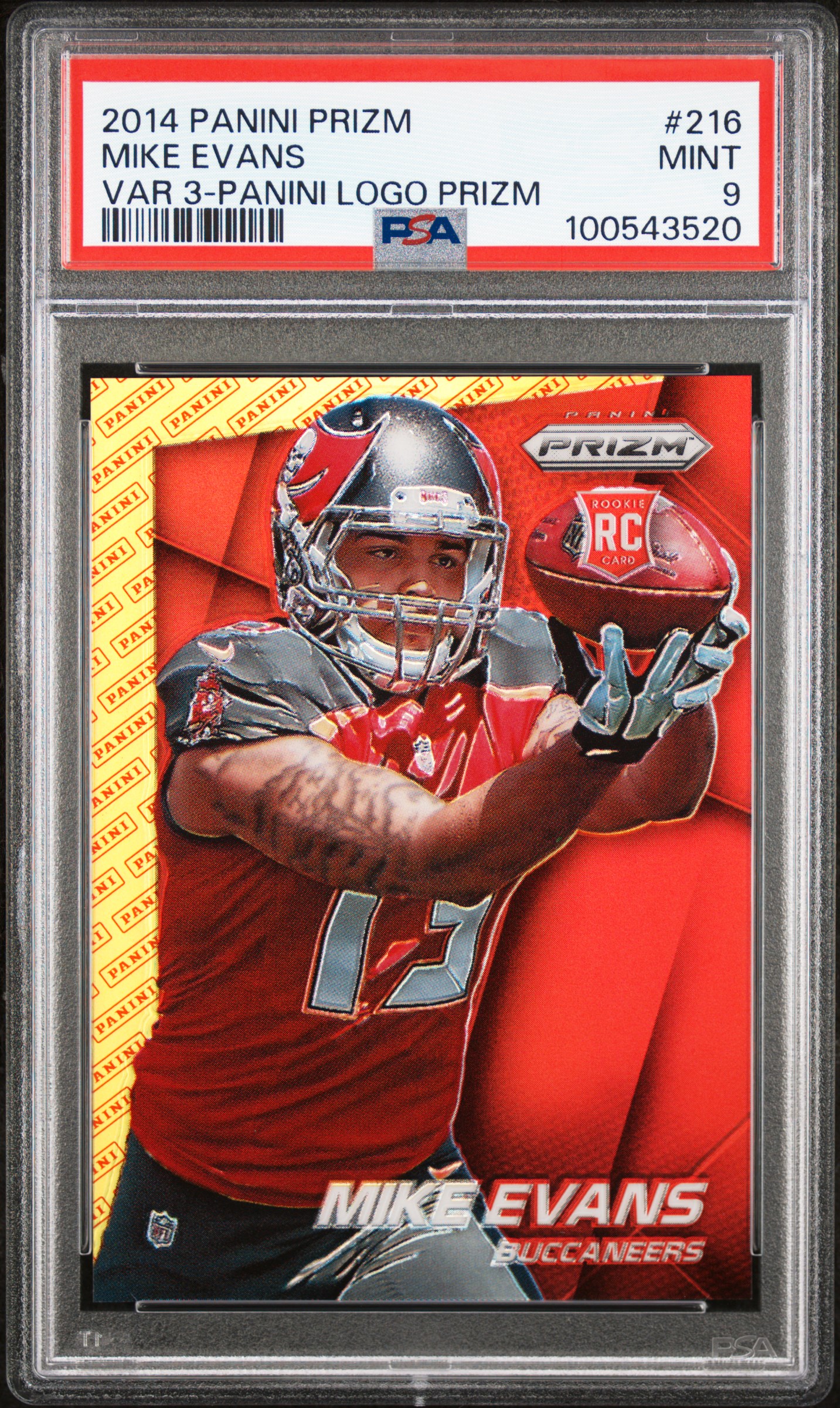 Mike Evans 2014 Panini Prizm Catching Rookie Card #216 Graded PSA 9