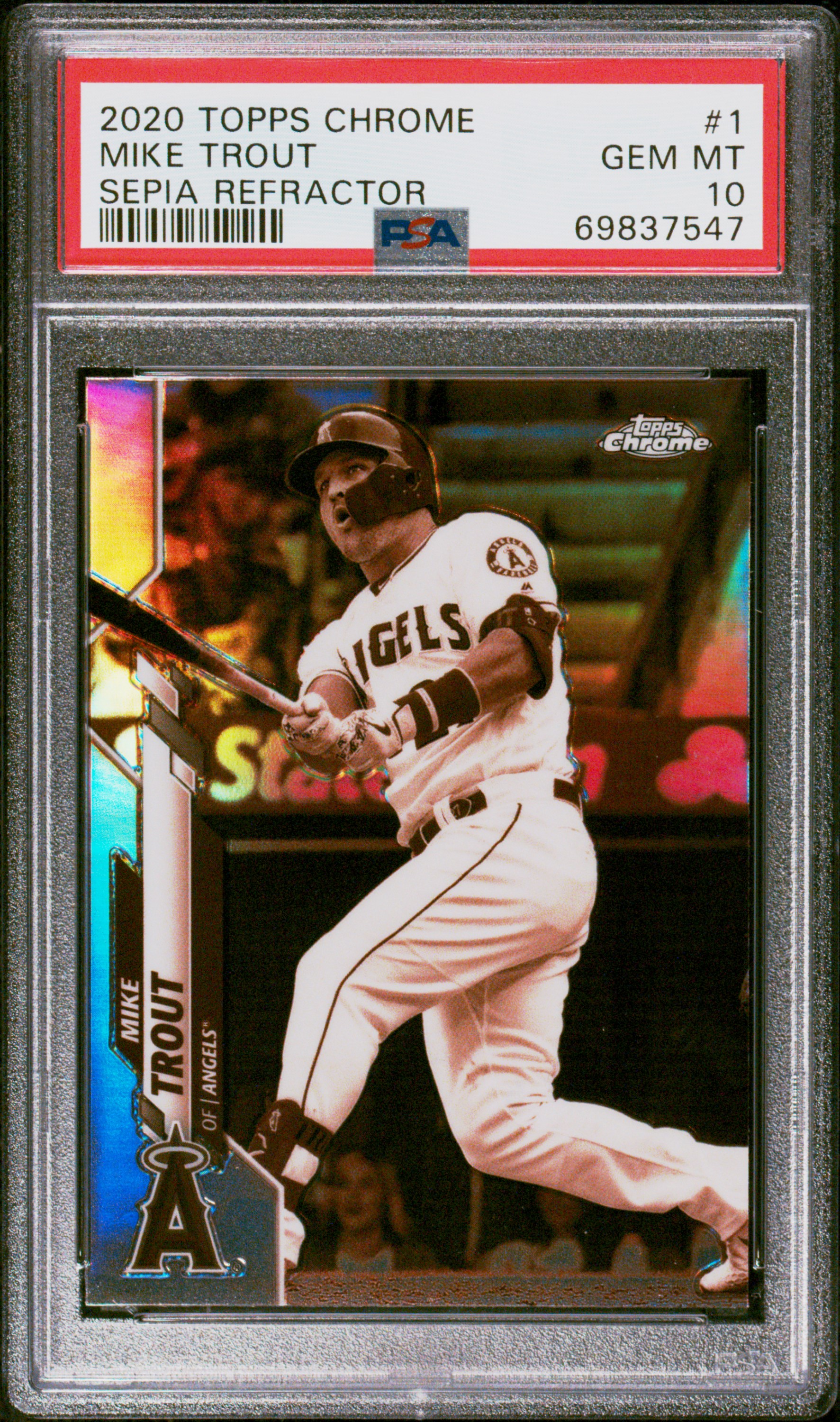 Mike Trout 2020 Topps Chrome Sepia Baseball Card #1 Graded PSA 10