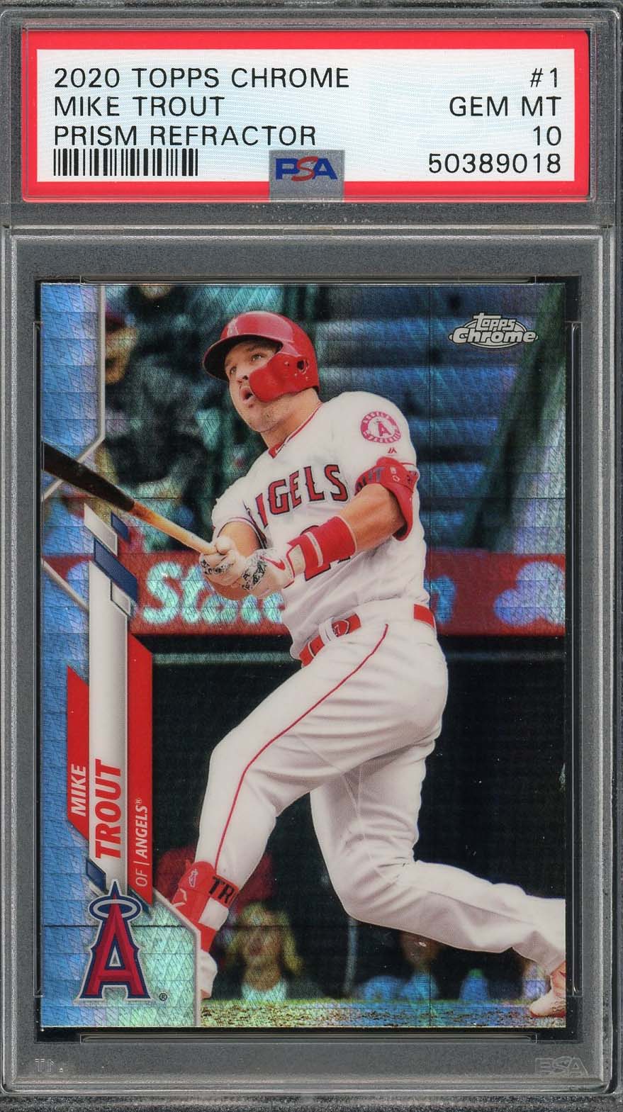 Mike Trout 2020 Topps Chrome Prism Refractor Baseball Card #1 Graded PSA 10 GEM MINT
