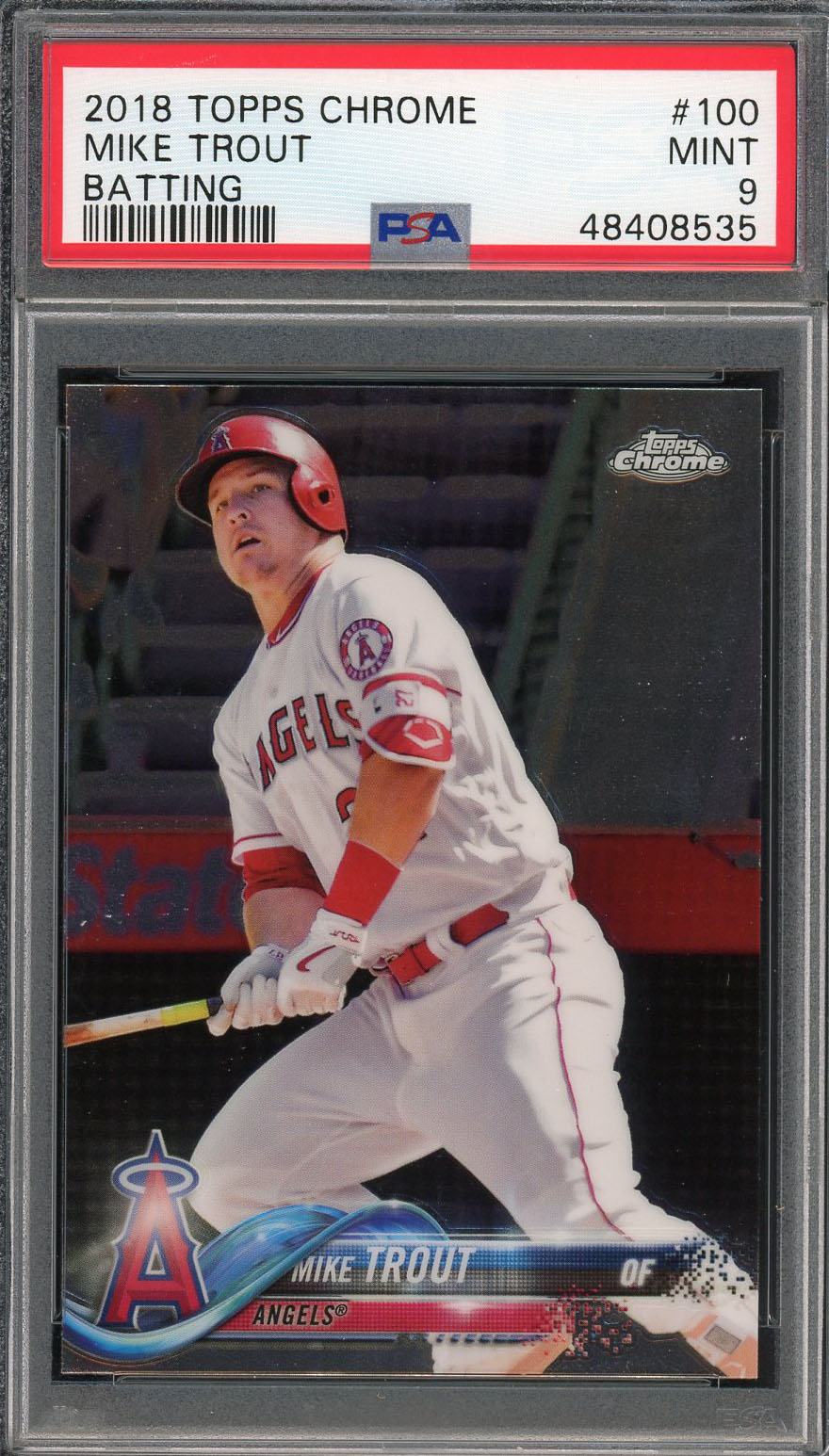 Mike Trout 2018 Topps Chrome Batting Baseball Card #100 Graded PSA 9 MINT Mike Trout 2018 Topps Chrome Batting Baseball Card #100 Graded PSA 9 MINT