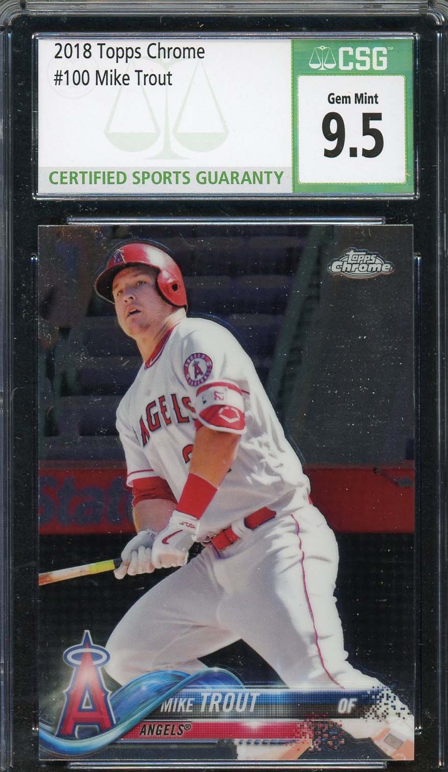 Mike Trout 2018 Topps Chrome Baseball Card #100 Graded CSG 9.5 Mike Trout 2018 Topps Chrome Baseball Card #100 Graded CSG 9.5