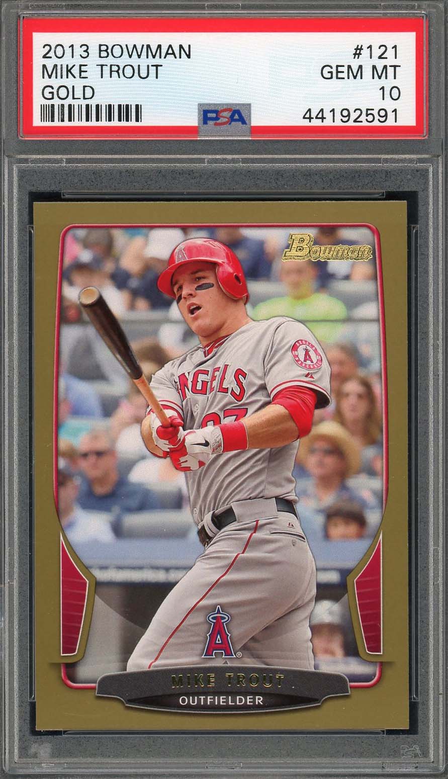 Mike Trout 2013 Bowman Gold Baseball Card #121 Graded PSA 10
