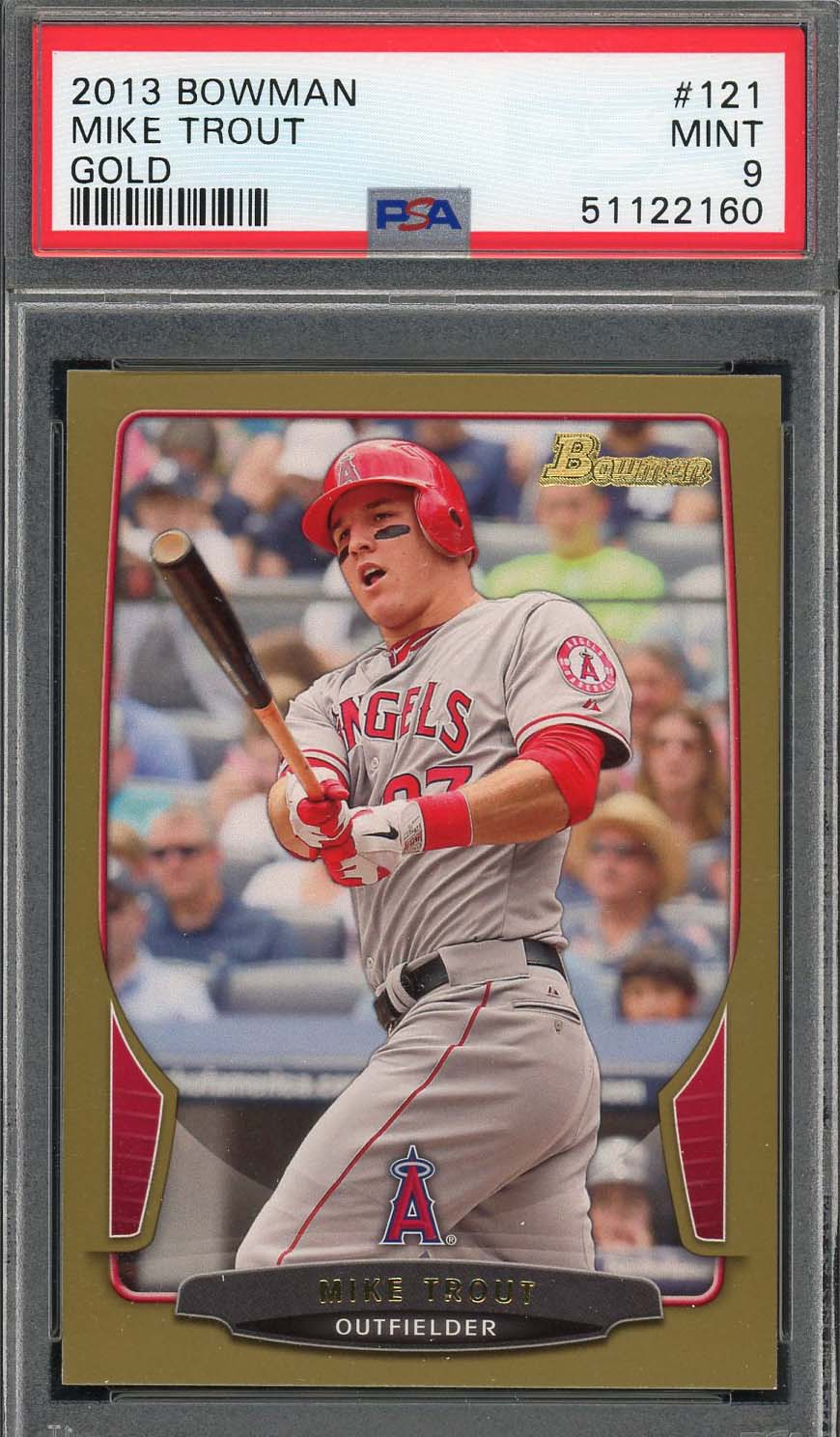 Mike Trout 2013 Bowman Gold Baseball Card #121 Graded PSA 9 Mike Trout 2013 Bowman Gold Baseball Card #121 Graded PSA 9