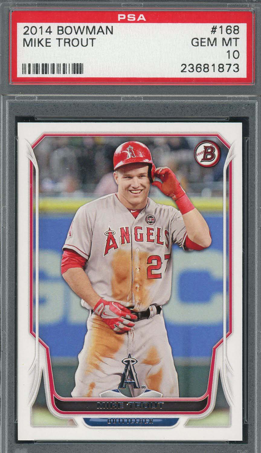 Mike Trout 2014 Bowman Baseball Card #168 Graded PSA 10